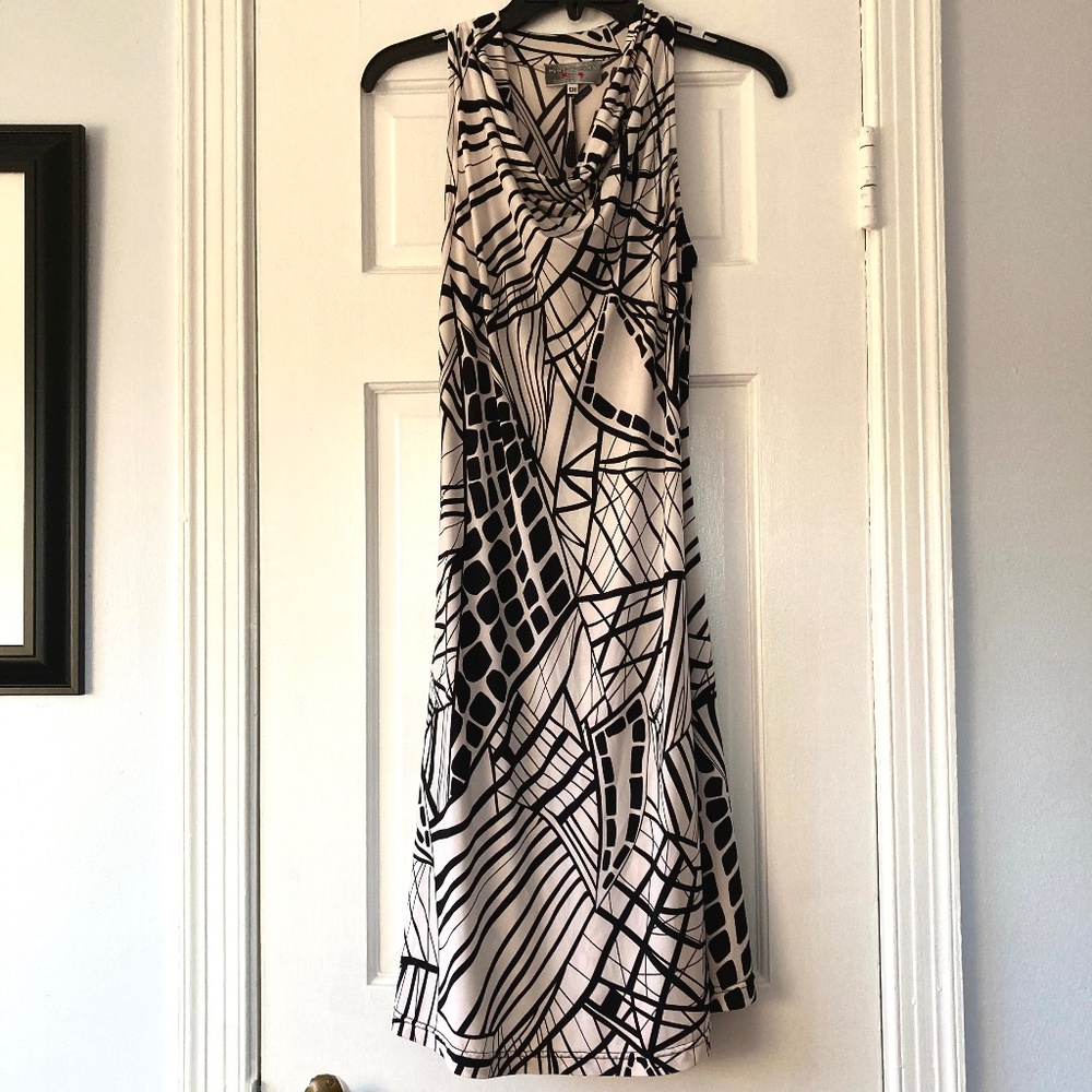 Sleeveless Midi Dress Black and White Size S